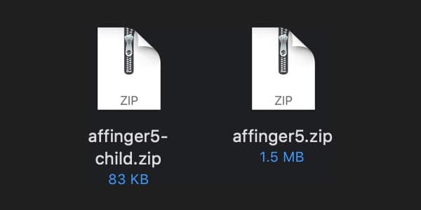 アップロードする2つのzipファイル